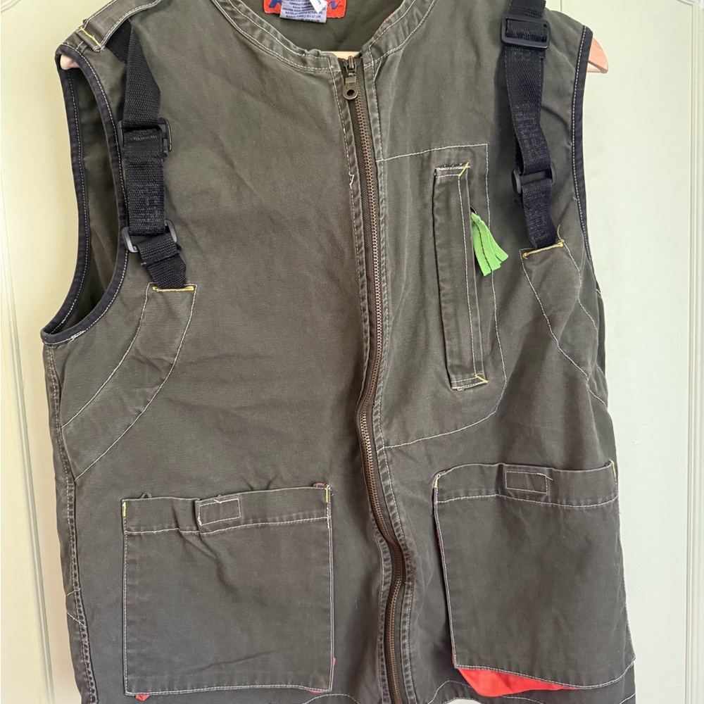 Vintage rerun Olive Green Utility med/ largeVest with Pockets